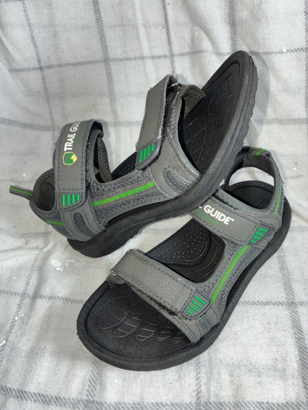 Kids' Grey & Green Adjustable Sport Sandals
